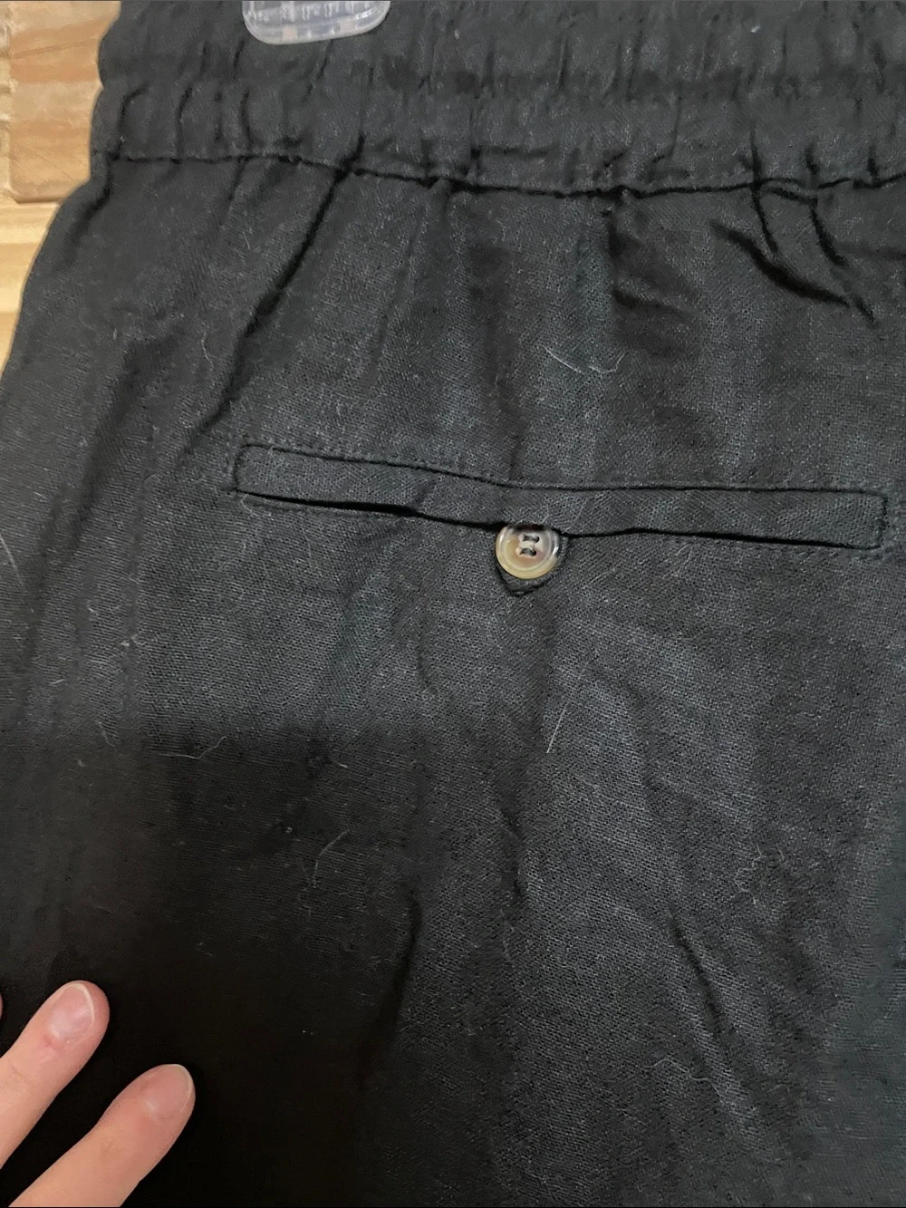 Zenana size XL black elastic high rise waist 5” linen shorts with pockets